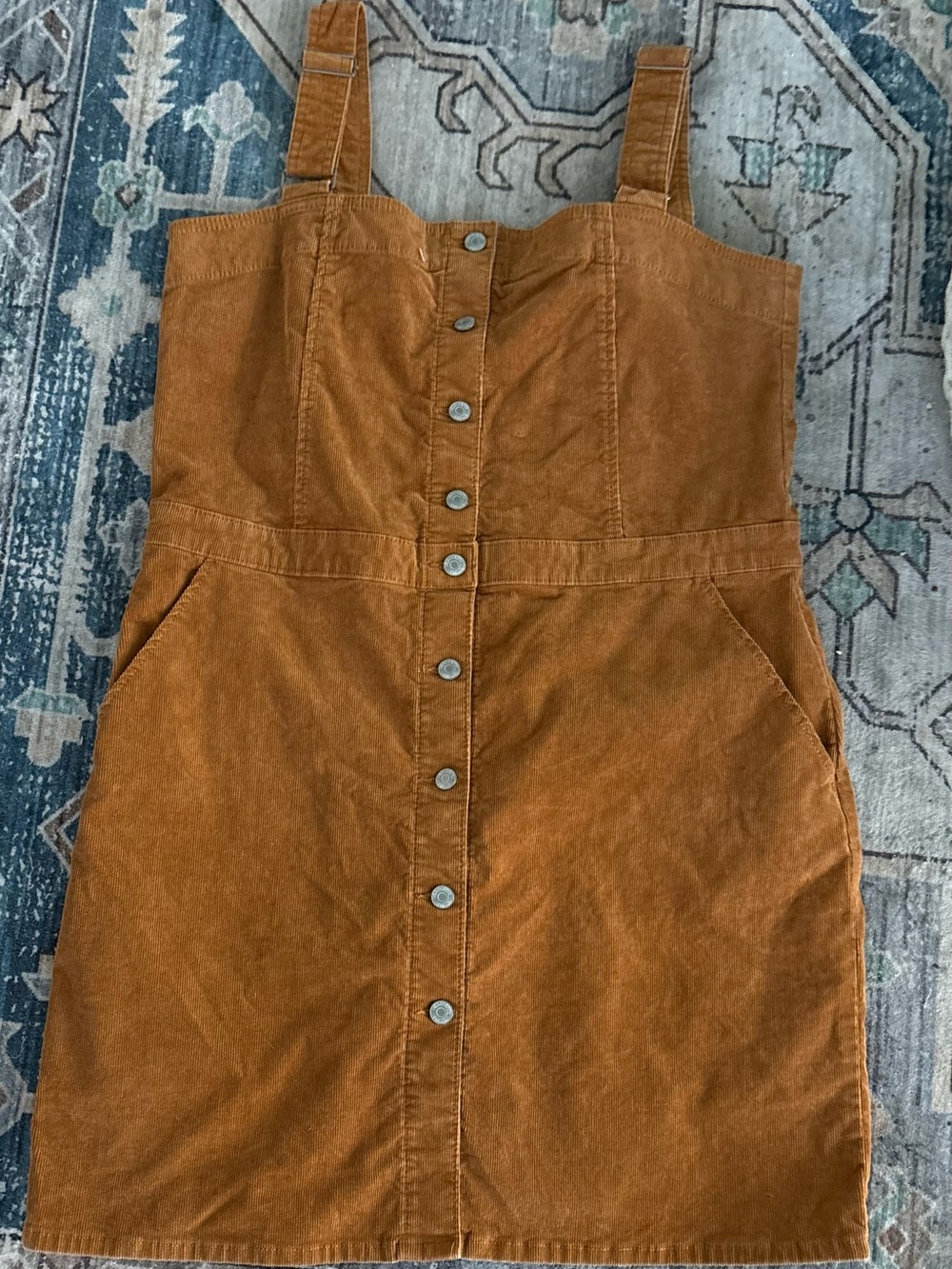 Vintage GAP Rustic Button-Front Corduroy Mini Dress in Rust